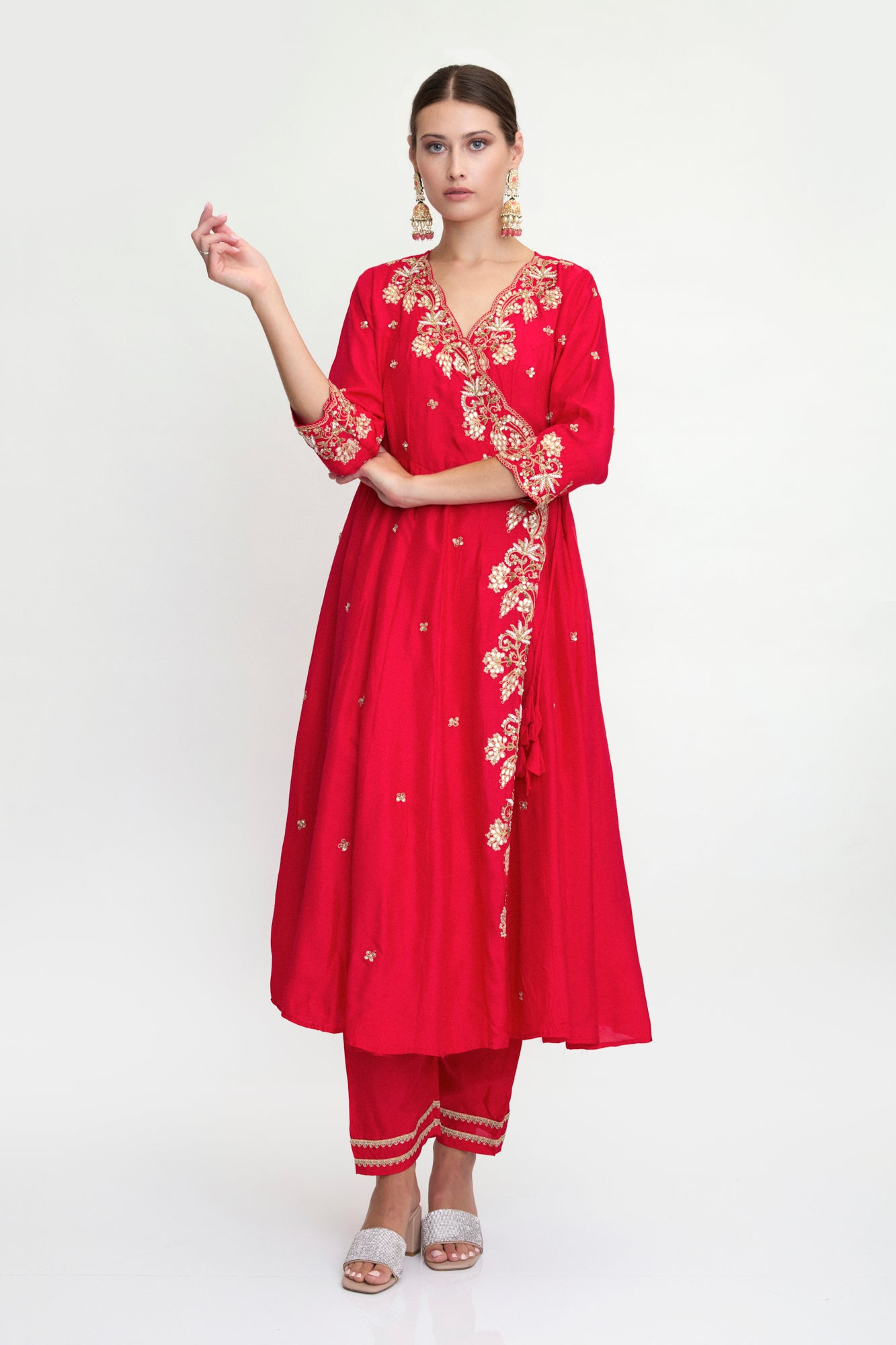 Ruby Red Embroidered Anarkali Set