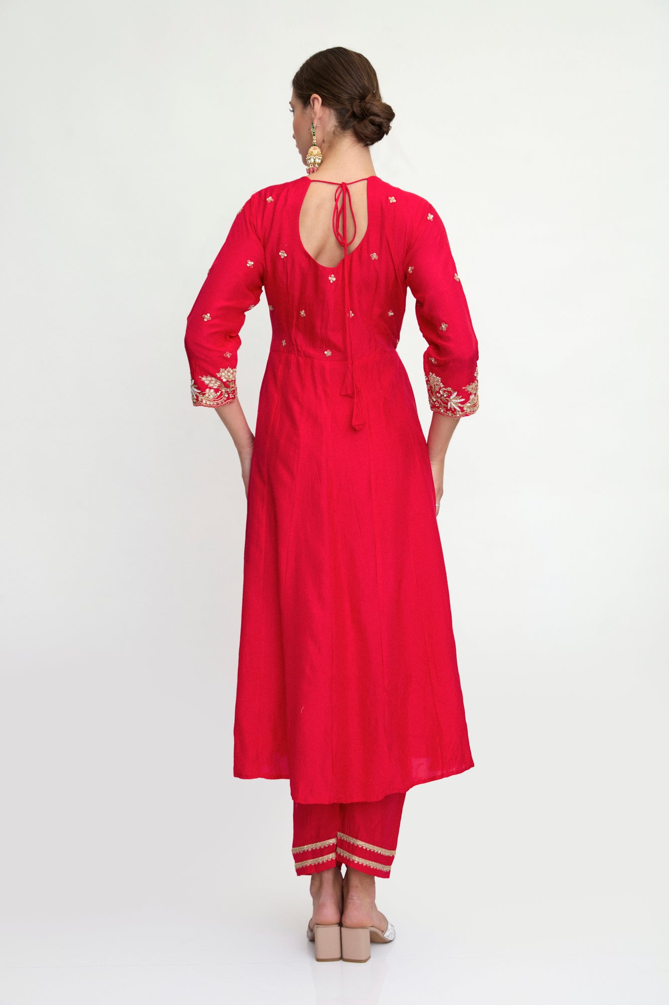 Ruby Red Embroidered Anarkali Set