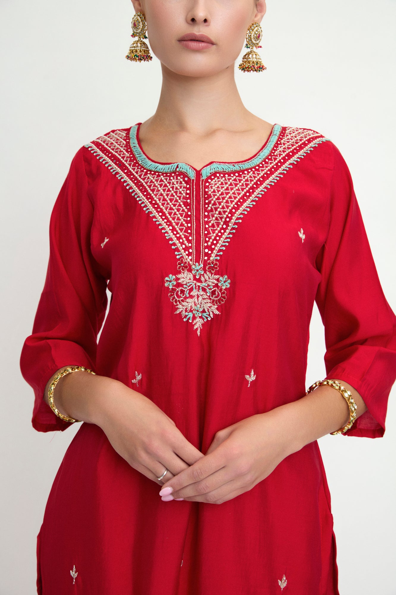 Cotton silk kurta set