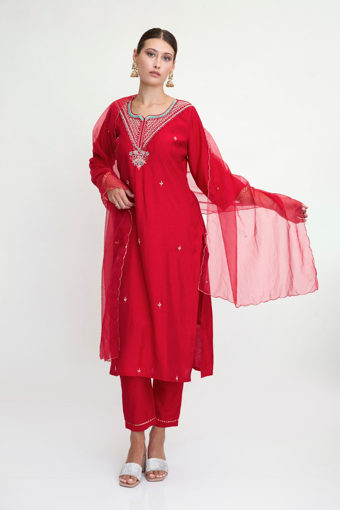 Cotton silk kurta set