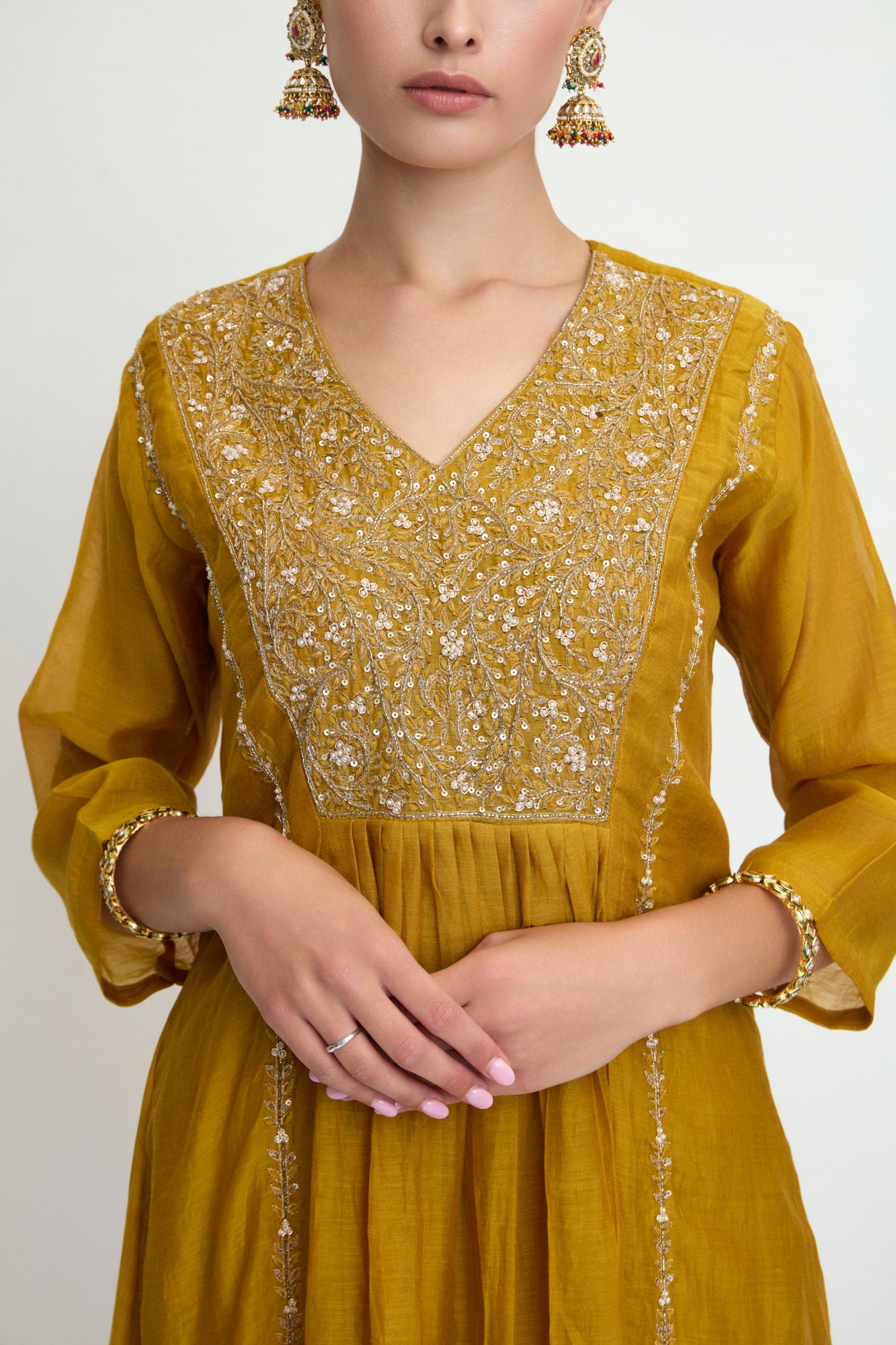 Mustard Mul Cotton kurta set