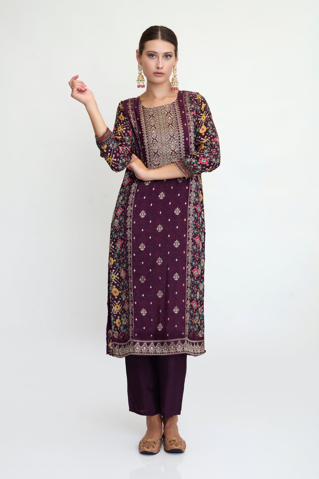 The Amara Kurta Set – Plum Mosaic