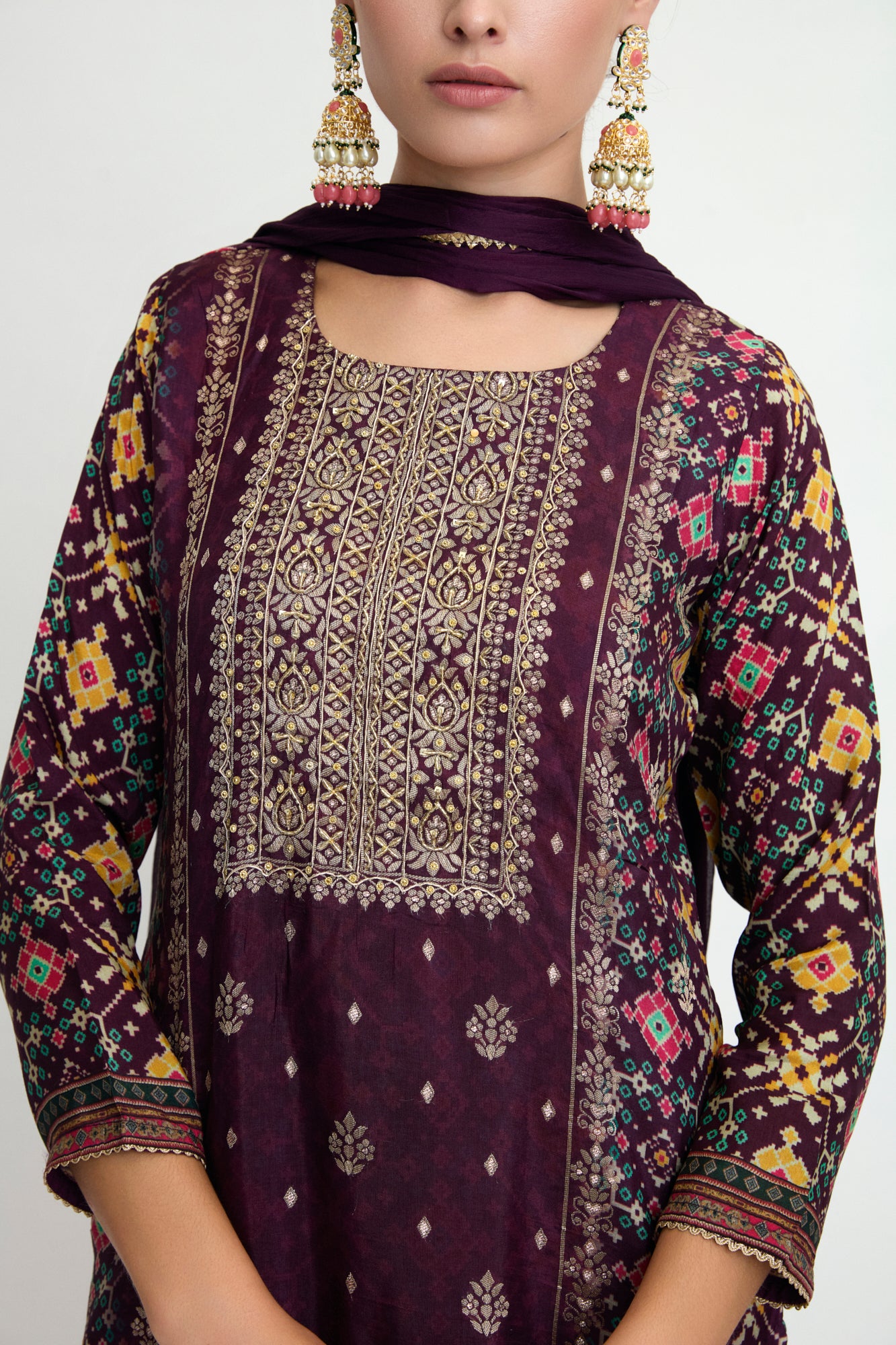 The Amara Kurta Set – Plum Mosaic